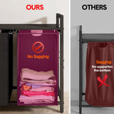 Laundry Storage: Laundry Hamper Basket Metal Laundry Organizer with MDF Shelf and 2 Waterproof Pull-Out Removable Dirty Clothes Bags for Laundry Room Bedroom Bathroom Dorm