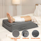 Wellness Accessories: Leg Wedge Ergonomic Booster 3-Height Adjustable Memory Foam Leg Support Pillow with Washable Cover for Ankle Foot Rest Surgery Recovery and Pain Relief