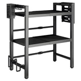 Kitchen & Bathroom DIY: 3-Tier Microwave Stand Oven Rack Height Adjustable and Extendable Stainless Steel Kitchen Storage Shelf With 6 Hook Over the Kitchen Counter Max Load 75Kgs
