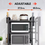 Kitchen & Bathroom DIY: 3-Tier Microwave Stand Oven Rack Height Adjustable and Extendable Stainless Steel Kitchen Storage Shelf With 6 Hook Over the Kitchen Counter Max Load 75Kgs