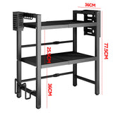 Kitchen & Bathroom DIY: 3-Tier Microwave Stand Oven Rack Height Adjustable and Extendable Stainless Steel Kitchen Storage Shelf With 6 Hook Over the Kitchen Counter Max Load 75Kgs
