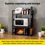 Kitchen & Bathroom DIY: 3-Tier Microwave Stand Oven Rack Height Adjustable and Extendable Stainless Steel Kitchen Storage Shelf With 6 Hook Over the Kitchen Counter Max Load 75Kgs