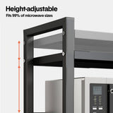 Kitchen & Bathroom DIY: 3-Tier Microwave Stand Oven Rack Height Adjustable and Extendable Stainless Steel Kitchen Storage Shelf With 6 Hook Over the Kitchen Counter Max Load 75Kgs