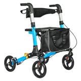 Mobility & Accessibility: Alston 2 In 1 Foldable X-Fold Mobility Walker Rollator Chair Aid 8 Inch Wheel Max Load 136KG with Zippered Storage Bag for Elderly Seniors Indoor Outdoor Use