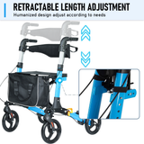 Mobility & Accessibility: Alston 2 In 1 Foldable X-Fold Mobility Walker Rollator Chair Aid 8 Inch Wheel Max Load 136KG with Zippered Storage Bag for Elderly Seniors Indoor Outdoor Use