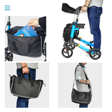 Mobility & Accessibility: Alston 2 In 1 Foldable X-Fold Mobility Walker Rollator Chair Aid 8 Inch Wheel Max Load 136KG with Zippered Storage Bag for Elderly Seniors Indoor Outdoor Use