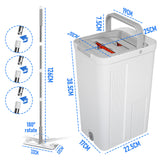Laundry Cleaning Supplies: Flat D Set Mop and Bucket Wringer Set with Stainless-Steel Handle 10 Washable and Reusable Microfiber Pads for Hardwood Laminate Floors Tile