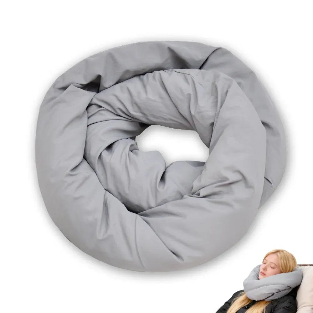 2Pcs Travel Pillow Wrap Comfort Adjustable Neck Support Pillow Scarf for Airplane Travel Sleep Nap Machine Washable and Portable Soft Neck Pillow Grey