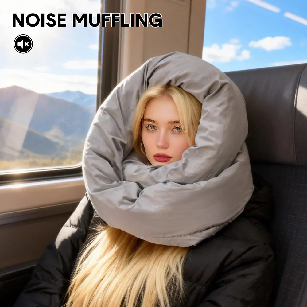 2Pcs Travel Pillow Wrap Comfort Adjustable Neck Support Pillow Scarf for Airplane Travel Sleep Nap Machine Washable and Portable Soft Neck Pillow Grey