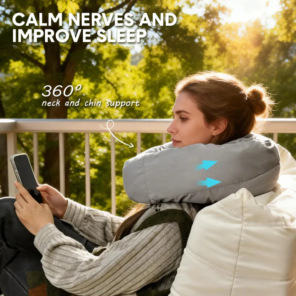2Pcs Travel Pillow Wrap Comfort Adjustable Neck Support Pillow Scarf for Airplane Travel Sleep Nap Machine Washable and Portable Soft Neck Pillow Grey