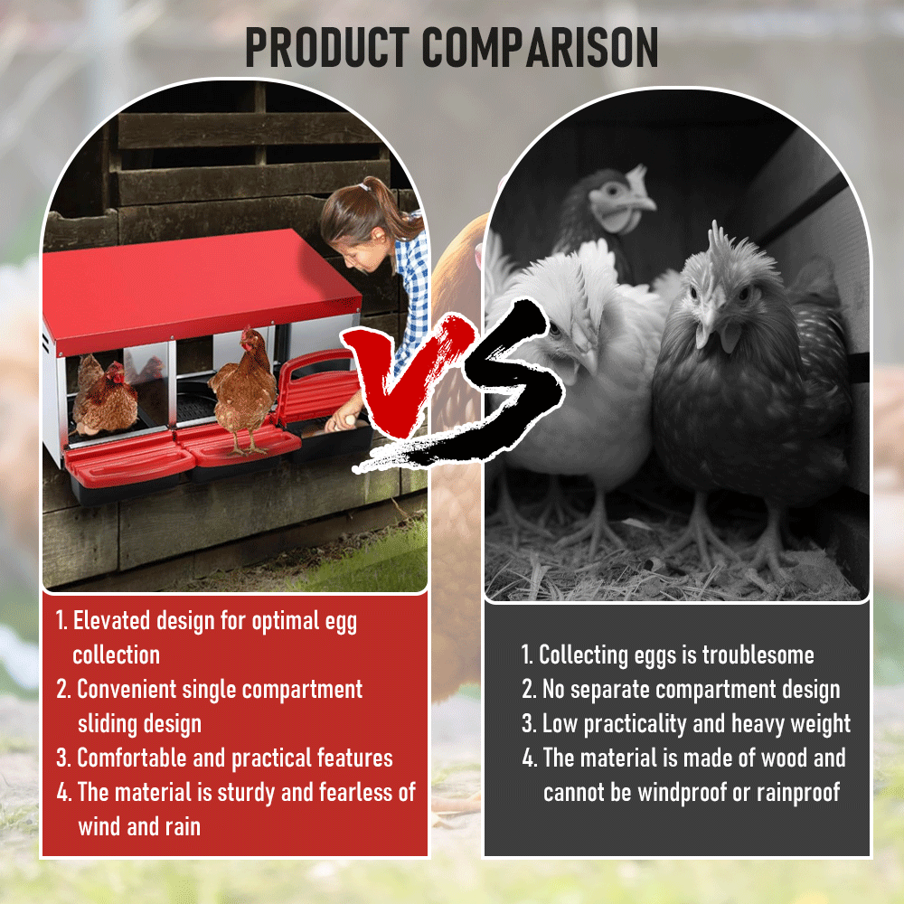 Small Animal Habitats & Cages: Chicken Hen Coop Hutch Nesting Box 3-Hole Roll Away Metal Design 52x47.5x81cm Durable Indoor Outdoor Laying Box with Easy Access Ventilation