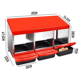 Small Animal Habitats & Cages: Chicken Hen Coop Hutch Nesting Box 3-Hole Roll Away Metal Design 52x47.5x81cm Durable Indoor Outdoor Laying Box with Easy Access Ventilation