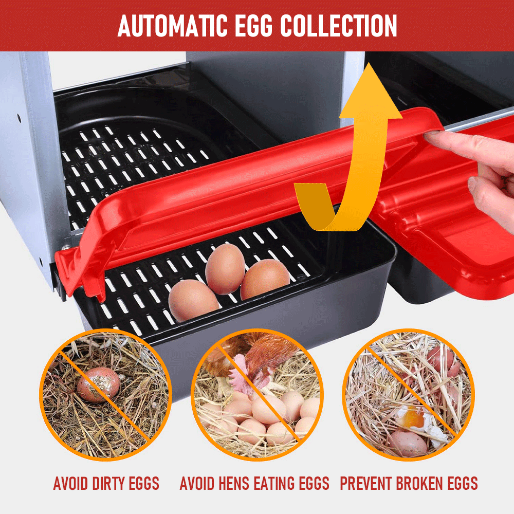 Small Animal Habitats & Cages: Chicken Hen Coop Hutch Nesting Box 3-Hole Roll Away Metal Design 52x47.5x81cm Durable Indoor Outdoor Laying Box with Easy Access Ventilation