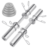 Free Weights: Olympic Barbell Bar 50cm Heavy Duty Dumbbell Handles Pair of Steel 100kg Weight Capacity with Spring Collars for 2" Olympic Weight Plate Strength Training
