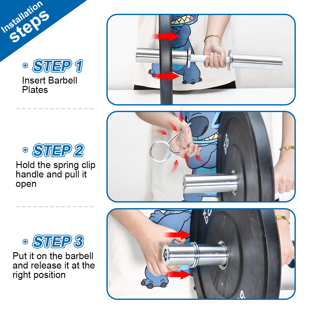 Free Weights: Olympic Barbell Bar 50cm Heavy Duty Dumbbell Handles Pair of Steel 100kg Weight Capacity with Spring Collars for 2" Olympic Weight Plate Strength Training