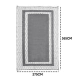 Large Outdoor Rug 275x365cm Weatherproof Plastic Weave Mat Washable Outside Solid Carpet Easy Care for Patio Deck Backyard Garden RV Camping Silver Grey