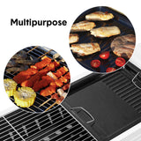 BBQ Tools: Portable Large Barbecue Charcoal Grill Stove Foldable Kebab Stainless Steel BBQ Grill With 2 Grill Nets 2 Enamel Baking Pans And Tong Outdoor Camping Patio