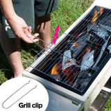 BBQ Tools: Portable Large Barbecue Charcoal Grill Stove Foldable Kebab Stainless Steel BBQ Grill With 2 Grill Nets 2 Enamel Baking Pans And Tong Outdoor Camping Patio