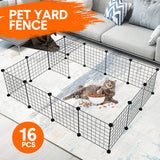 Dog Playpens & Gates: Pet Playpen Foldable Metal Pet Cage Enclosure Puppy Fence 16 Panels with Connection Clips for Small Animal Puppy Rabbit Kitten Turtle Indoor Outdoor Black