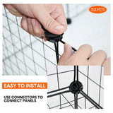 Dog Playpens & Gates: Pet Playpen Foldable Metal Pet Cage Enclosure Puppy Fence 16 Panels with Connection Clips for Small Animal Puppy Rabbit Kitten Turtle Indoor Outdoor Black