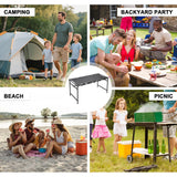 Pneumatic Folding Table Quick Open Sturdy Outdoor Tactical Camping Table Portable Multifunctional Picnic Table with Side Tactical Holes 104x48x50cm