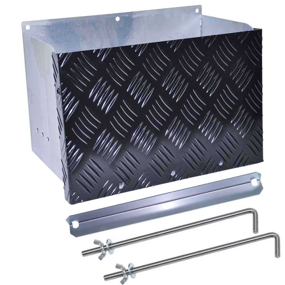 Batteries & Generators: Battery Box Set Sturdy Galvanized Trailer Caravan Boat Spare Part with Lid and Hole for Secure Suits battery up to 160mm deep x 350mm wide Height 250mm