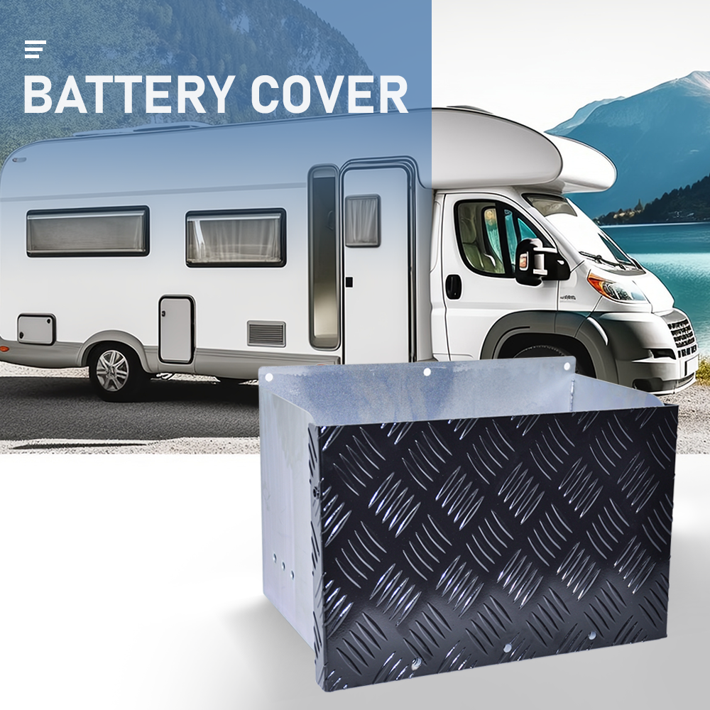 Batteries & Generators: Battery Box Set Sturdy Galvanized Trailer Caravan Boat Spare Part with Lid and Hole for Secure Suits battery up to 160mm deep x 350mm wide Height 250mm