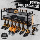 Power Drills & Accessories: Power Tool Organizer Wall Mount 7 Drill Holder 3 Layer Heavy Duty Metal for Drill Plier Hammer Rack Suitable for Workshop Garage