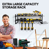Power Drills & Accessories: Power Tool Organizer Wall Mount 7 Drill Holder 3 Layer Heavy Duty Metal for Drill Plier Hammer Rack Suitable for Workshop Garage