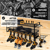 Power Drills & Accessories: Power Tool Organizer Wall Mount 7 Drill Holder 3 Layer Heavy Duty Metal for Drill Plier Hammer Rack Suitable for Workshop Garage