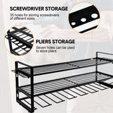 Power Drills & Accessories: Power Tool Organizer Wall Mount 7 Drill Holder 3 Layer Heavy Duty Metal for Drill Plier Hammer Rack Suitable for Workshop Garage