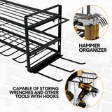 Power Drills & Accessories: Power Tool Organizer Wall Mount 7 Drill Holder 3 Layer Heavy Duty Metal for Drill Plier Hammer Rack Suitable for Workshop Garage