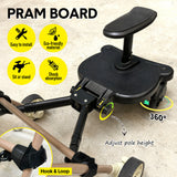 Stroller & Pram Accessories: Universal Pram Board Seat and Stand Up Adjustable Buggy Board Pushchair with Bear Pattern Removable Seat Fits Most Strollers Holds Children Up to 25kg