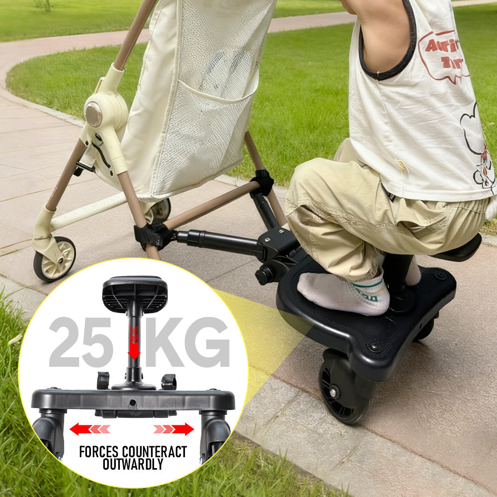 Stroller & Pram Accessories: Universal Pram Board Seat and Stand Up Adjustable Buggy Board Pushchair with Bear Pattern Removable Seat Fits Most Strollers Holds Children Up to 25kg