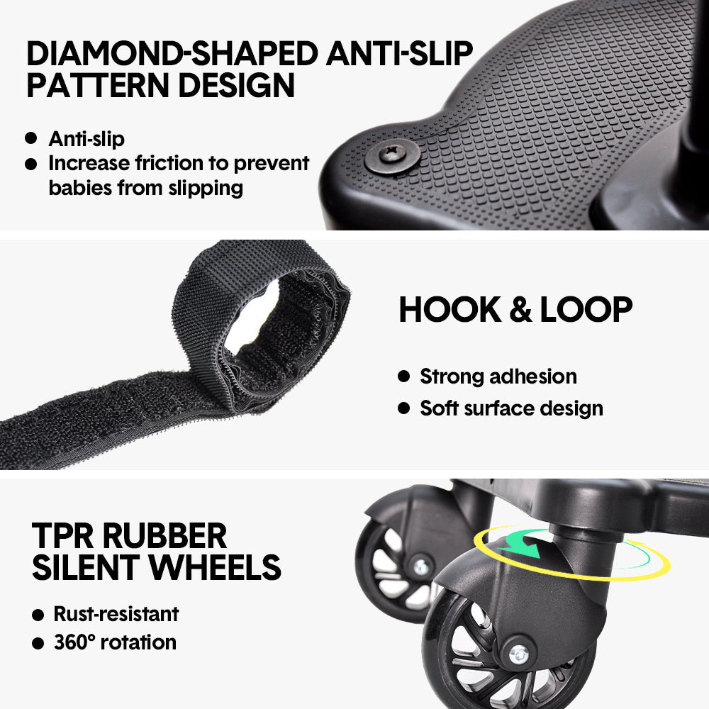 Stroller & Pram Accessories: Universal Pram Board Seat and Stand Up Adjustable Buggy Board Pushchair with Bear Pattern Removable Seat Fits Most Strollers Holds Children Up to 25kg