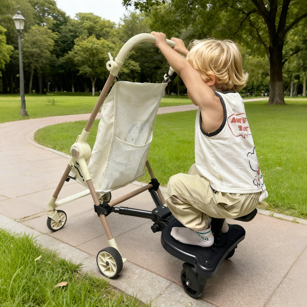 Stroller & Pram Accessories: Universal Pram Board Seat and Stand Up Adjustable Buggy Board Pushchair with Bear Pattern Removable Seat Fits Most Strollers Holds Children Up to 25kg