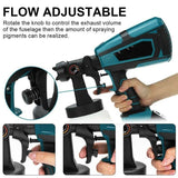 Painting Tools: 1400ml Cordless High Pressure Spray Gun Flow Adjustable Spray Gun Paint Sprayer Home Interior Exterior With 2 Nozzles For Makita 21V Battery-Skin Only