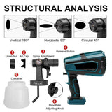 Painting Tools: 1400ml Cordless High Pressure Spray Gun Flow Adjustable Spray Gun Paint Sprayer Home Interior Exterior With 2 Nozzles For Makita 21V Battery-Skin Only
