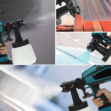 Painting Tools: 1400ml Cordless High Pressure Spray Gun Flow Adjustable Spray Gun Paint Sprayer Home Interior Exterior With 2 Nozzles For Makita 21V Battery-Skin Only