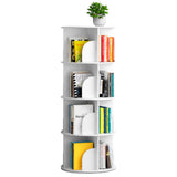 Bookcases & Shelves: 4 Tier Rotating Bookshelf PVC Freestanding Corner Rack Bookcase Multifunctional Spinning 360 Storage Shelf Organizer for Home Office Space-Saving White