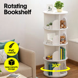 Bookcases & Shelves: 4 Tier Rotating Bookshelf PVC Freestanding Corner Rack Bookcase Multifunctional Spinning 360 Storage Shelf Organizer for Home Office Space-Saving White