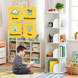 Bookcases & Shelves: 4 Tier Rotating Bookshelf PVC Freestanding Corner Rack Bookcase Multifunctional Spinning 360 Storage Shelf Organizer for Home Office Space-Saving White
