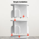 Bookcases & Shelves: 4 Tier Rotating Bookshelf PVC Freestanding Corner Rack Bookcase Multifunctional Spinning 360 Storage Shelf Organizer for Home Office Space-Saving White
