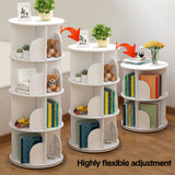 Bookcases & Shelves: 4 Tier Rotating Bookshelf PVC Freestanding Corner Rack Bookcase Multifunctional Spinning 360 Storage Shelf Organizer for Home Office Space-Saving White