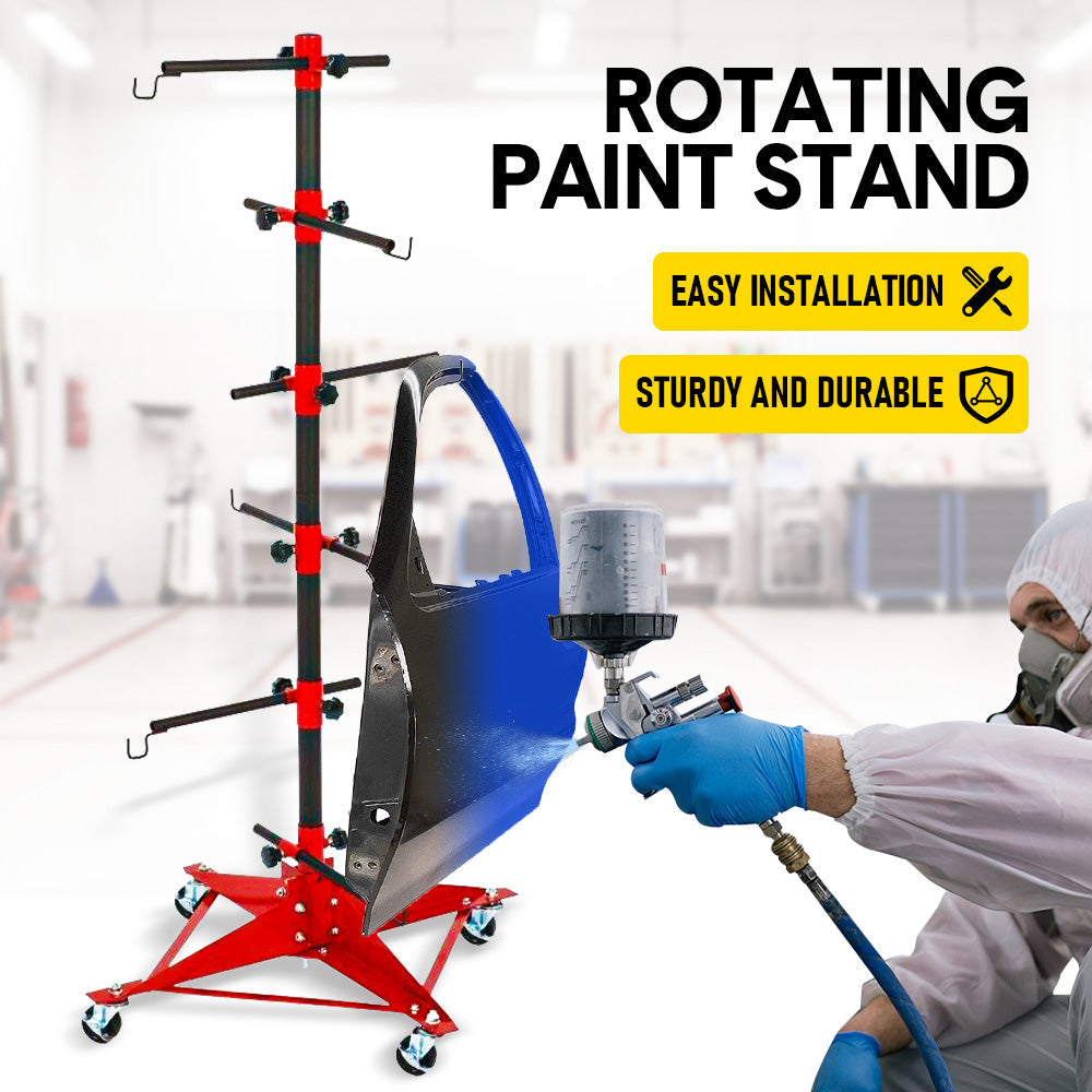 Automotive Repair & Speciality Tools: Universal Auto Paint Stand Panel Tree Paint Rotating Stand Center Post Hang Paint Spray with 4 Wheels and 6 Hooks for Automotive Doors Fenders Bumpers
