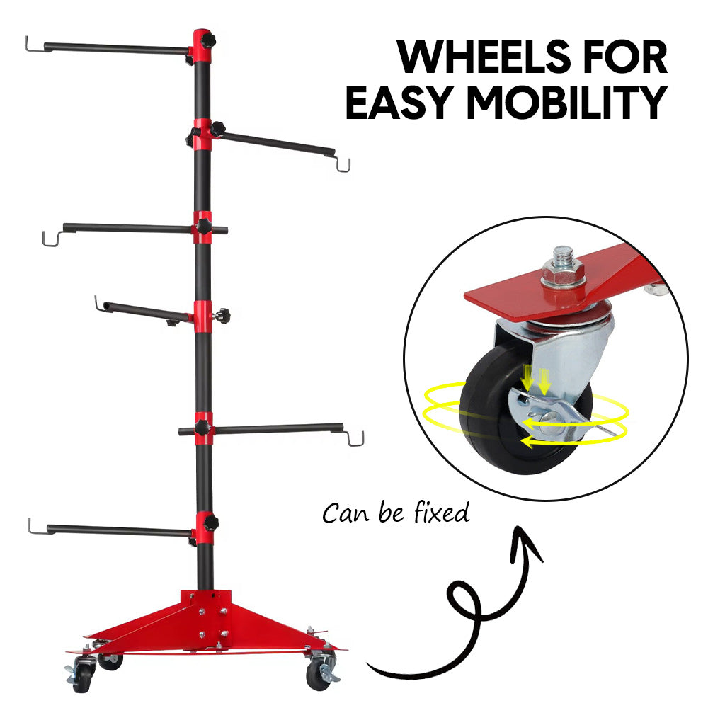 Automotive Repair & Speciality Tools: Universal Auto Paint Stand Panel Tree Paint Rotating Stand Center Post Hang Paint Spray with 4 Wheels and 6 Hooks for Automotive Doors Fenders Bumpers
