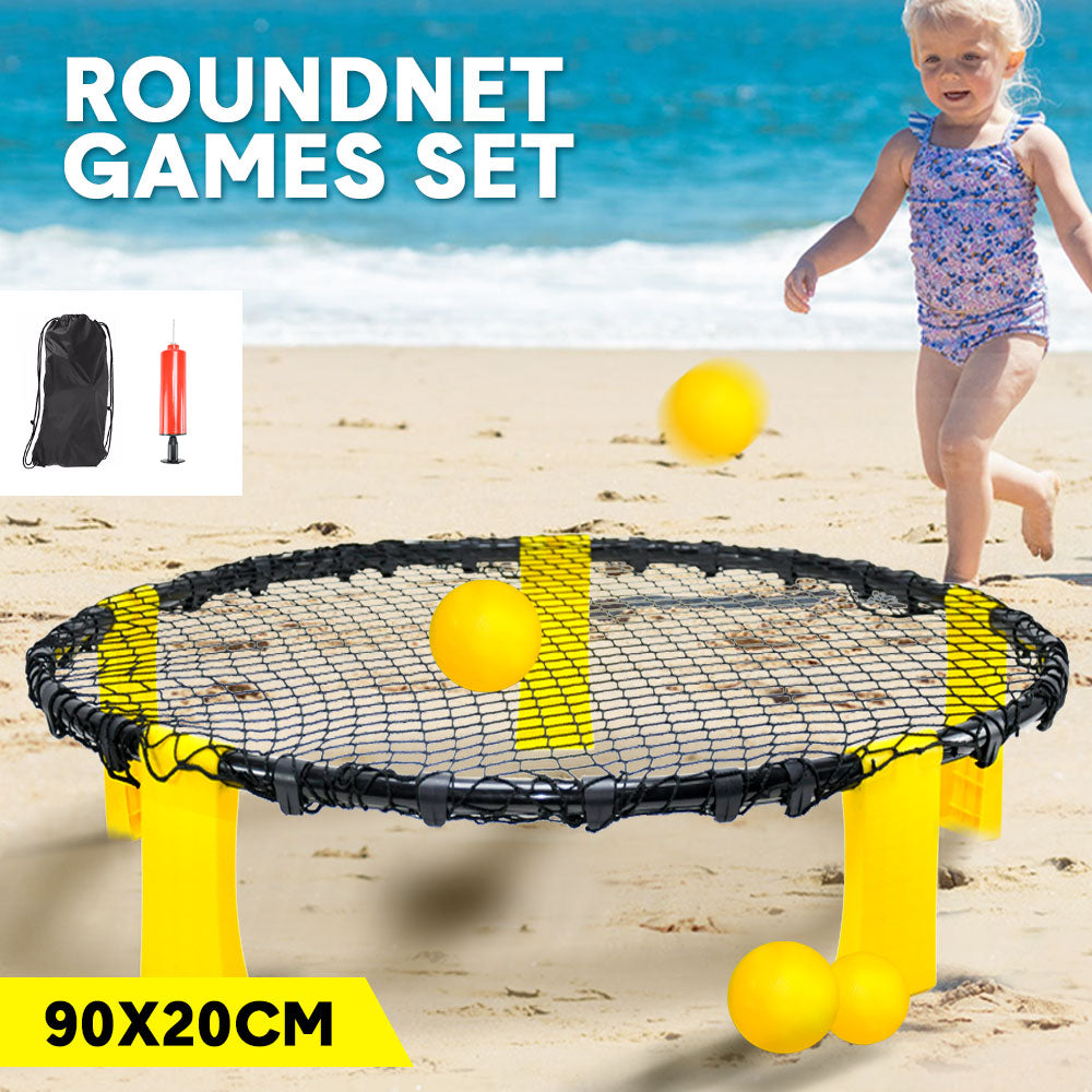 Outdoor Play Equipment: Portable Outdoor Spikeball Roundnet Game Set Team Beach Ball Game Bouncer Toy with Carrying Bag Net and 3 Balls Played Indoor Outdoor Lawn Beach Tailgating