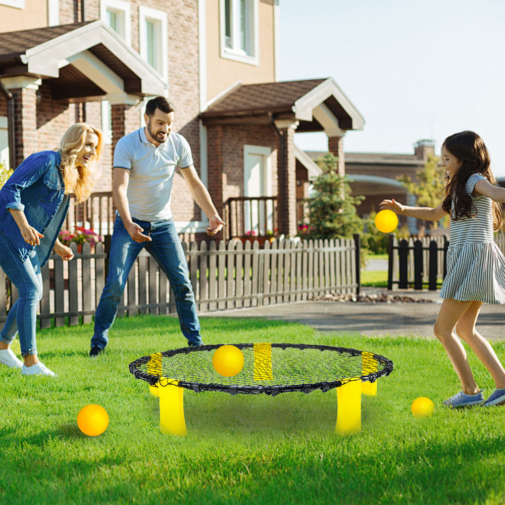 Outdoor Play Equipment: Portable Outdoor Spikeball Roundnet Game Set Team Beach Ball Game Bouncer Toy with Carrying Bag Net and 3 Balls Played Indoor Outdoor Lawn Beach Tailgating