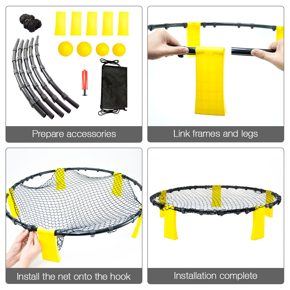 Outdoor Play Equipment: Portable Outdoor Spikeball Roundnet Game Set Team Beach Ball Game Bouncer Toy with Carrying Bag Net and 3 Balls Played Indoor Outdoor Lawn Beach Tailgating