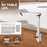 Adjustable RV Table Leg 360° Rotating Support Pedestal Table Leg RV Accessories, Detachable Aluminum Alloy Support Table Pedestal with Stepless Knob